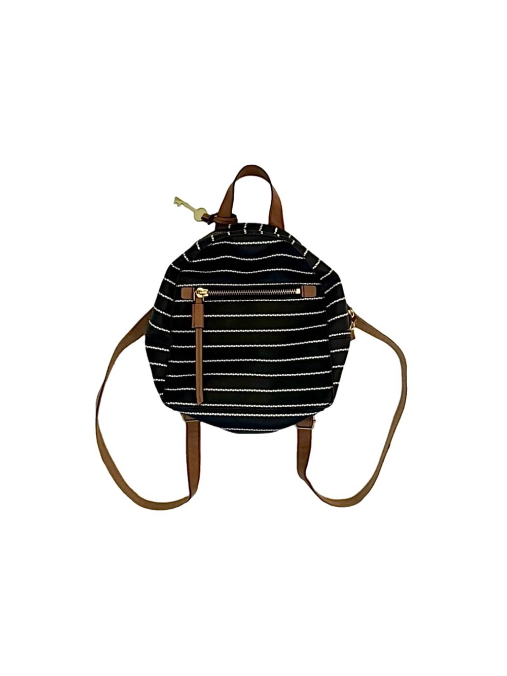 Fossil Black & White Heart Stripes Megan Mini Backpack